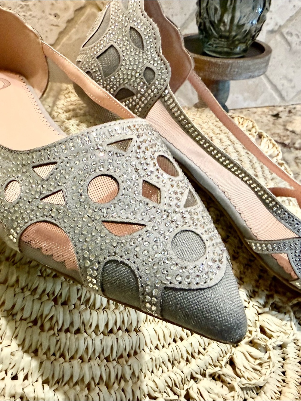Women's Grey Journee Batavia Rhinestone and Mesh Ballerina Flats - Picture 3 of 8